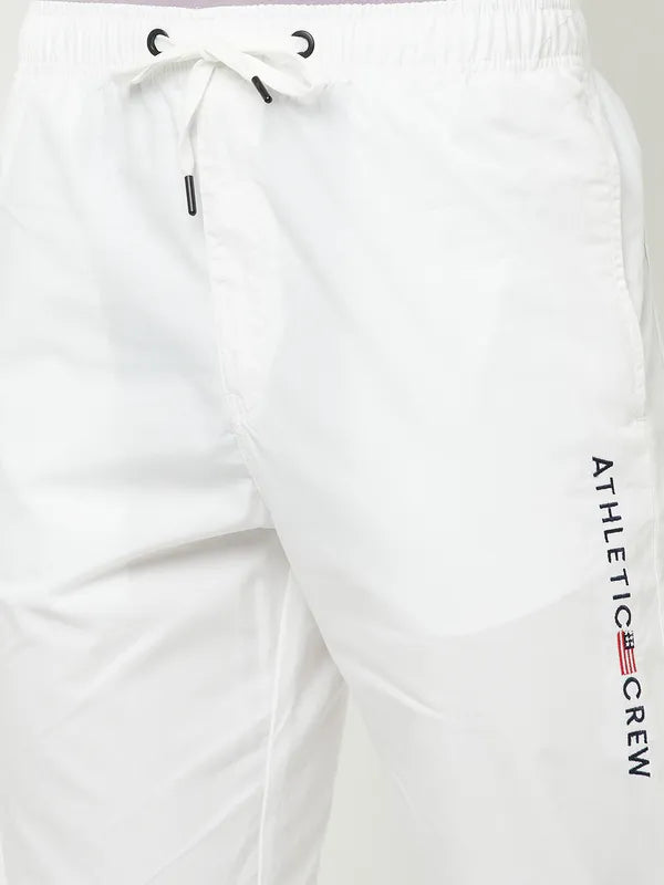 Octave Men White Solid Track Pants