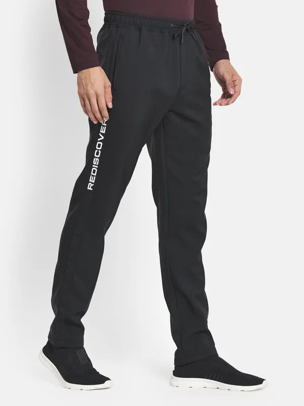 Men Black Solid Cotton Track Pants