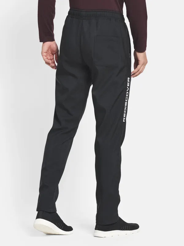 Men Black Solid Cotton Track Pants