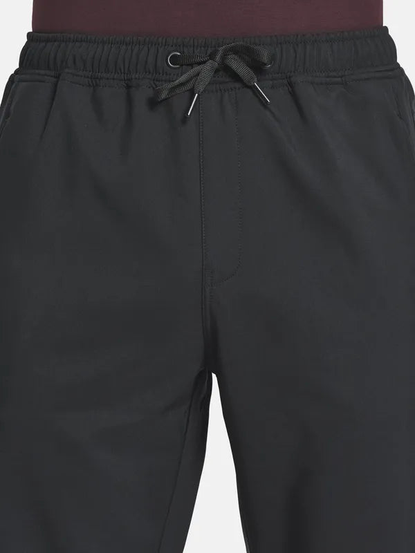 Men Black Solid Cotton Track Pants