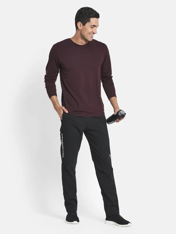 Men Black Solid Cotton Track Pants