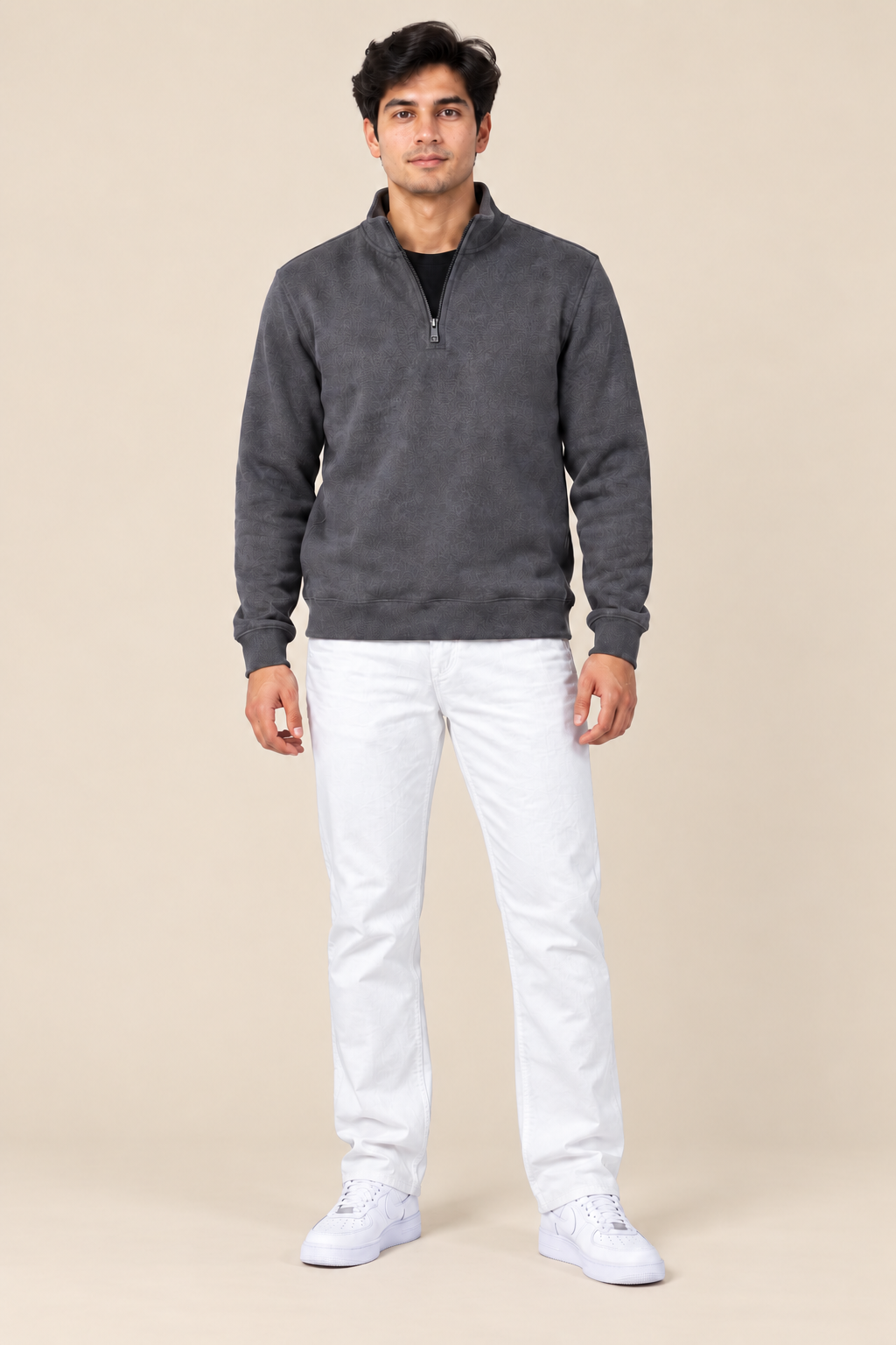 Men’s Regular Fit Woven Cotton Blend Jersey Lower – White