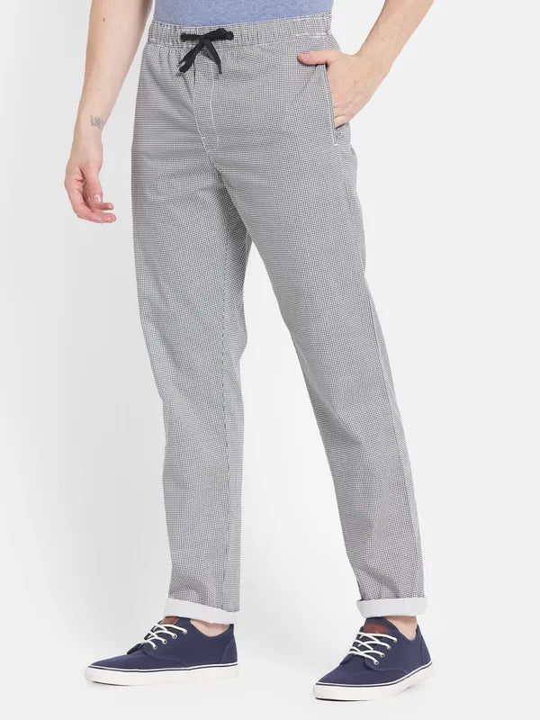 Men Grey Printed Cotton Track Pants