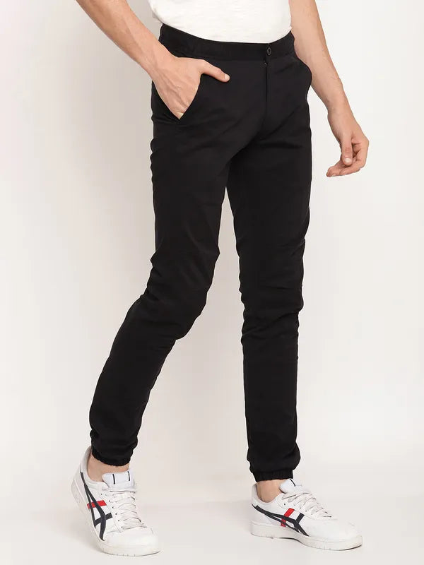 Octave Men Black Solid Cotton Track Pants