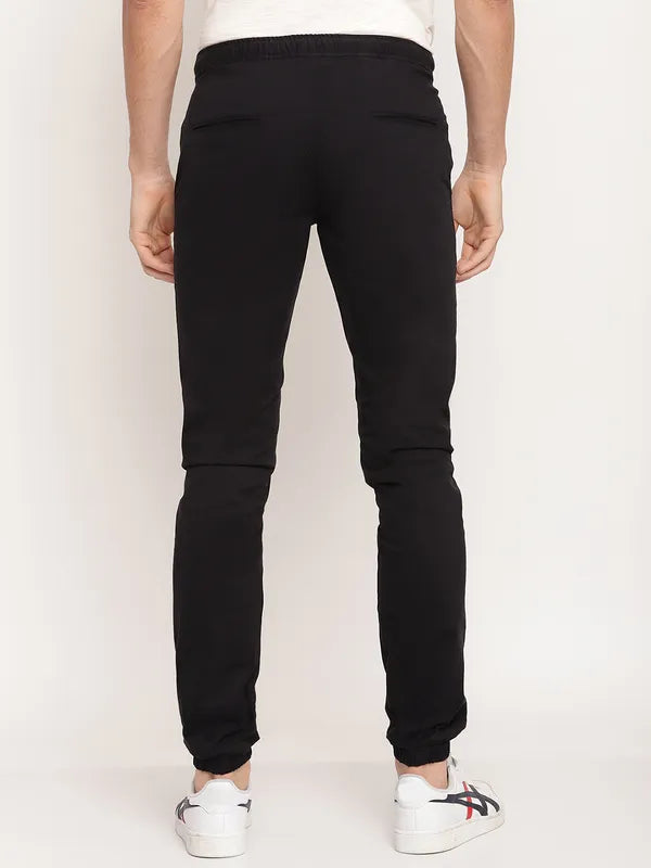 Octave Men Black Solid Cotton Track Pants