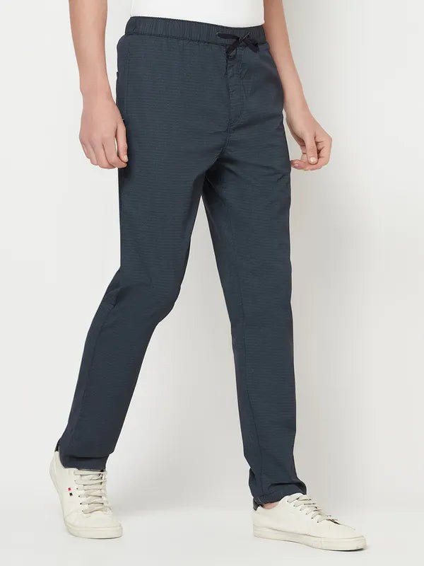 Octave Men Navy Blue Cotton Track Pants