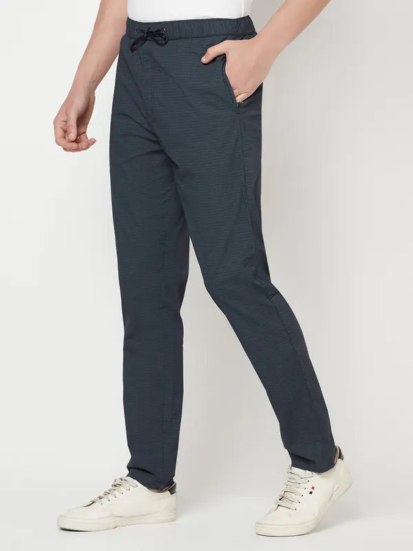 Octave Men Navy Blue Cotton Track Pants