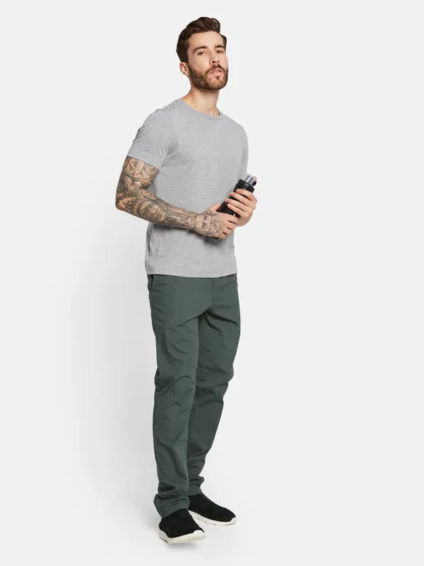 Octave Men Solid Cotton Mid Rise Track Pants