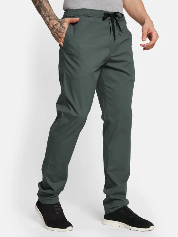 Octave Men Solid Cotton Mid Rise Track Pants