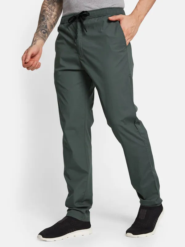 Octave Men Solid Cotton Mid Rise Track Pants