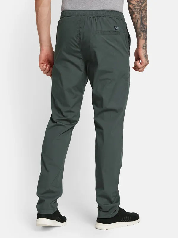 Octave Men Solid Cotton Mid Rise Track Pants