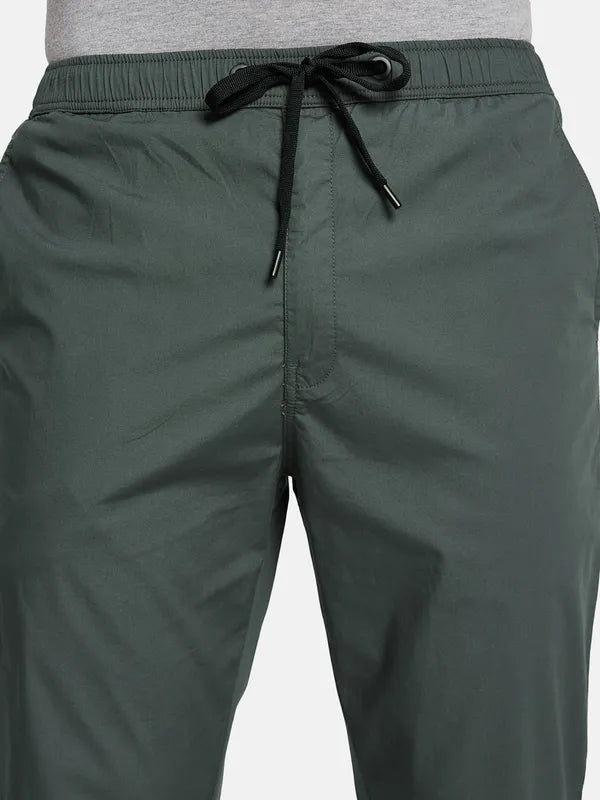 Octave Men Solid Cotton Mid Rise Track Pants