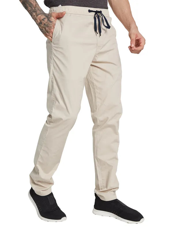 Octave Ss-24 Men Solid Cotton Mid Rise Regular Track Pants