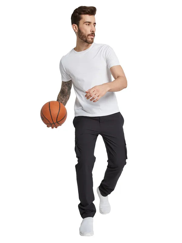 Octave Men Solid Cotton Mid-Rise Cargo Track Pants