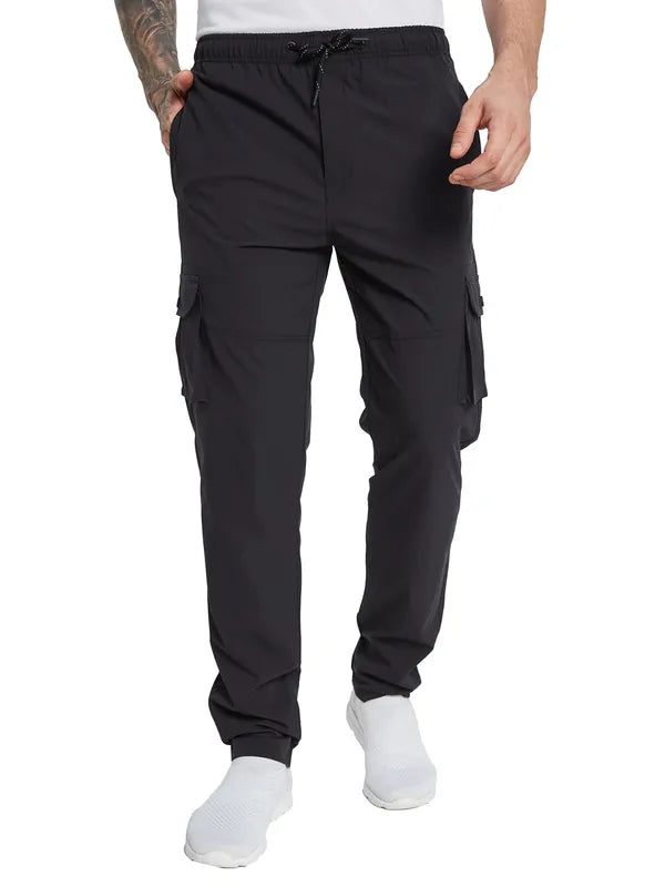 Octave Men Solid Cotton Mid-Rise Cargo Track Pants