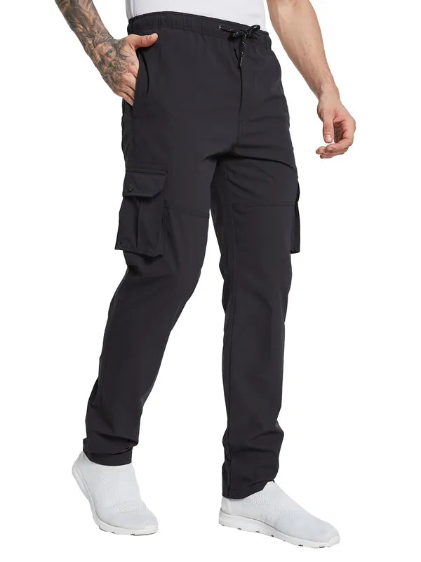 Octave Men Solid Cotton Mid-Rise Cargo Track Pants
