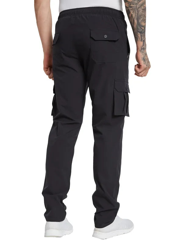 Octave Men Solid Cotton Mid-Rise Cargo Track Pants