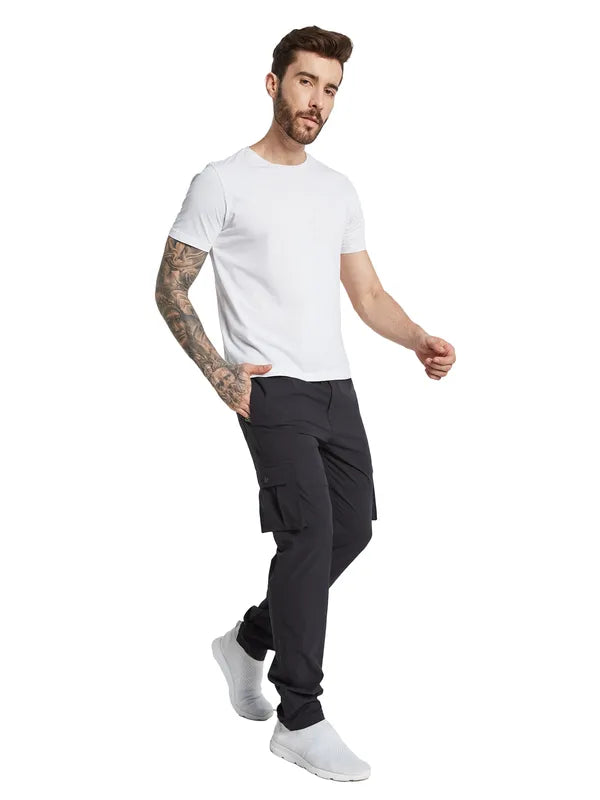 Octave Men Solid Cotton Mid-Rise Cargo Track Pants