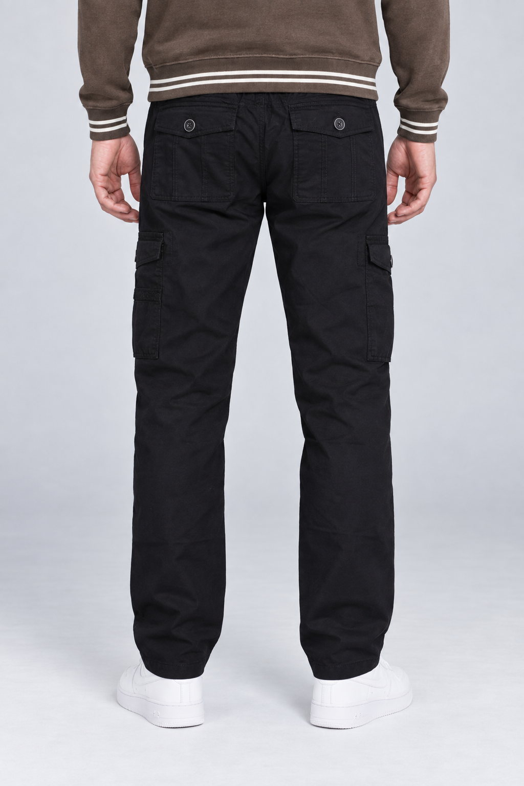 Men’s Regular Fit Woven Cargo Lower – Black