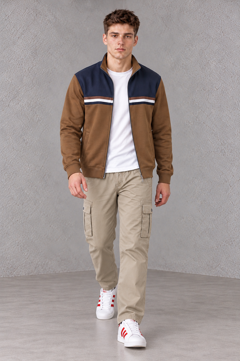 Men's Cotton Stretch Twill Light Sand Cargo Lower with Elasticated Waistband