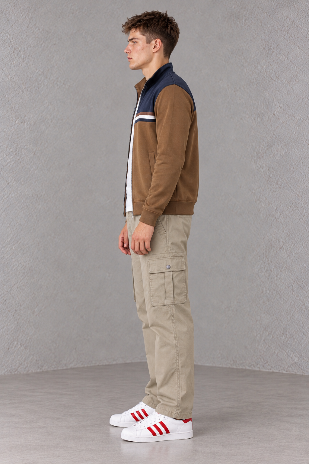 Men's Cotton Stretch Twill Light Sand Cargo Lower with Elasticated Waistband