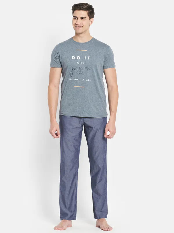 Men Denim Melange Lounge Wear