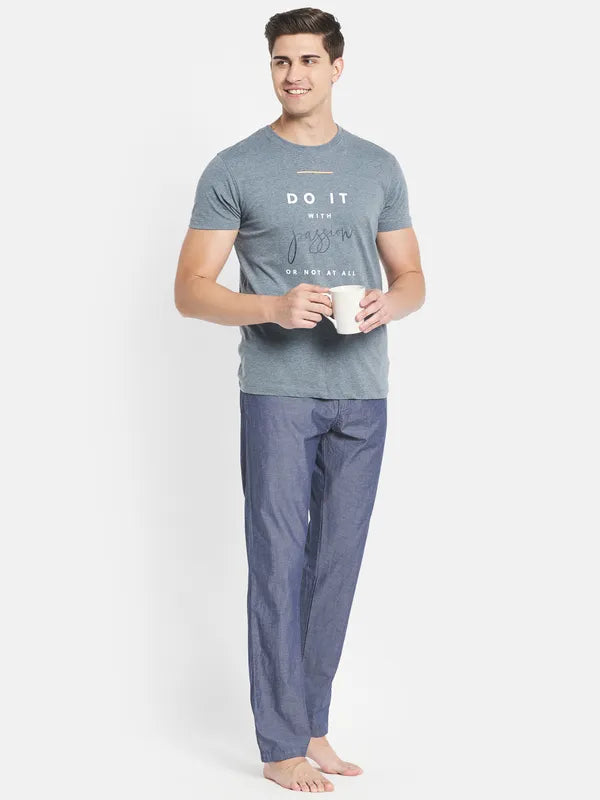 Men Denim Melange Lounge Wear