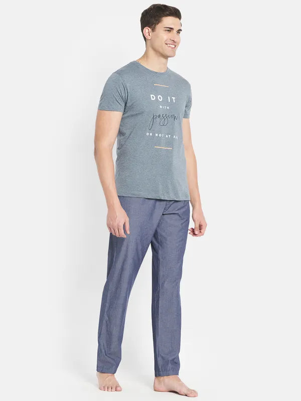 Men Denim Melange Lounge Wear