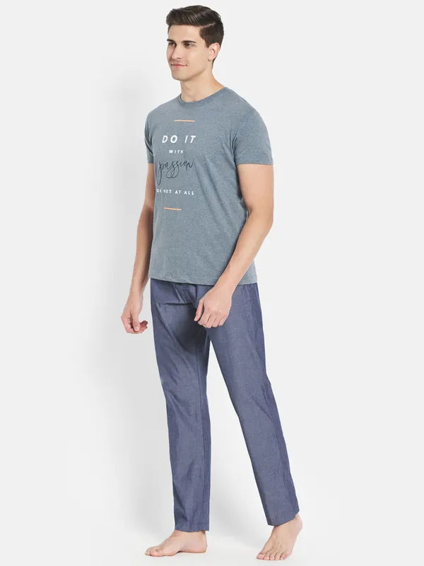 Men Denim Melange Lounge Wear