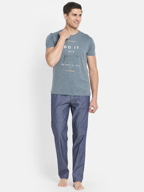 Men Denim Melange Lounge Wear