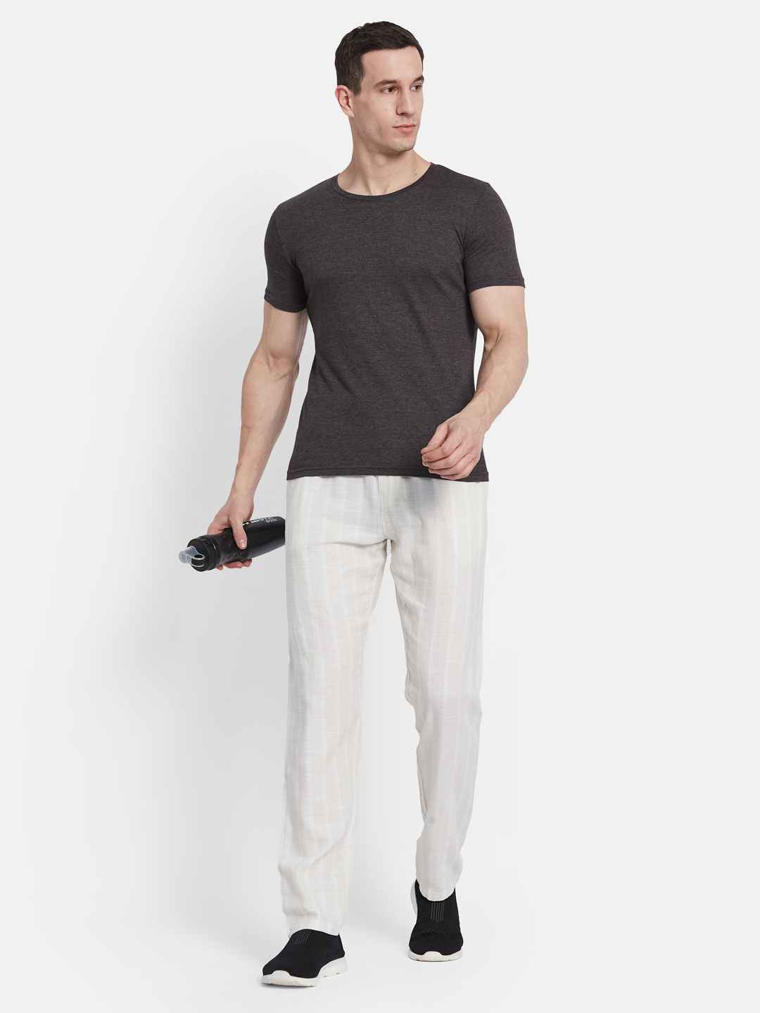 Octave Men Striped Cotton Track Pants