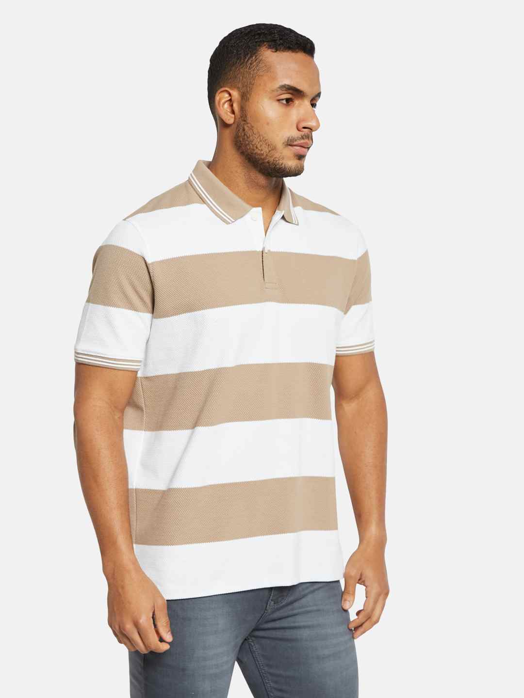 Octave Men Colourblocked Polo Collar T-shirt