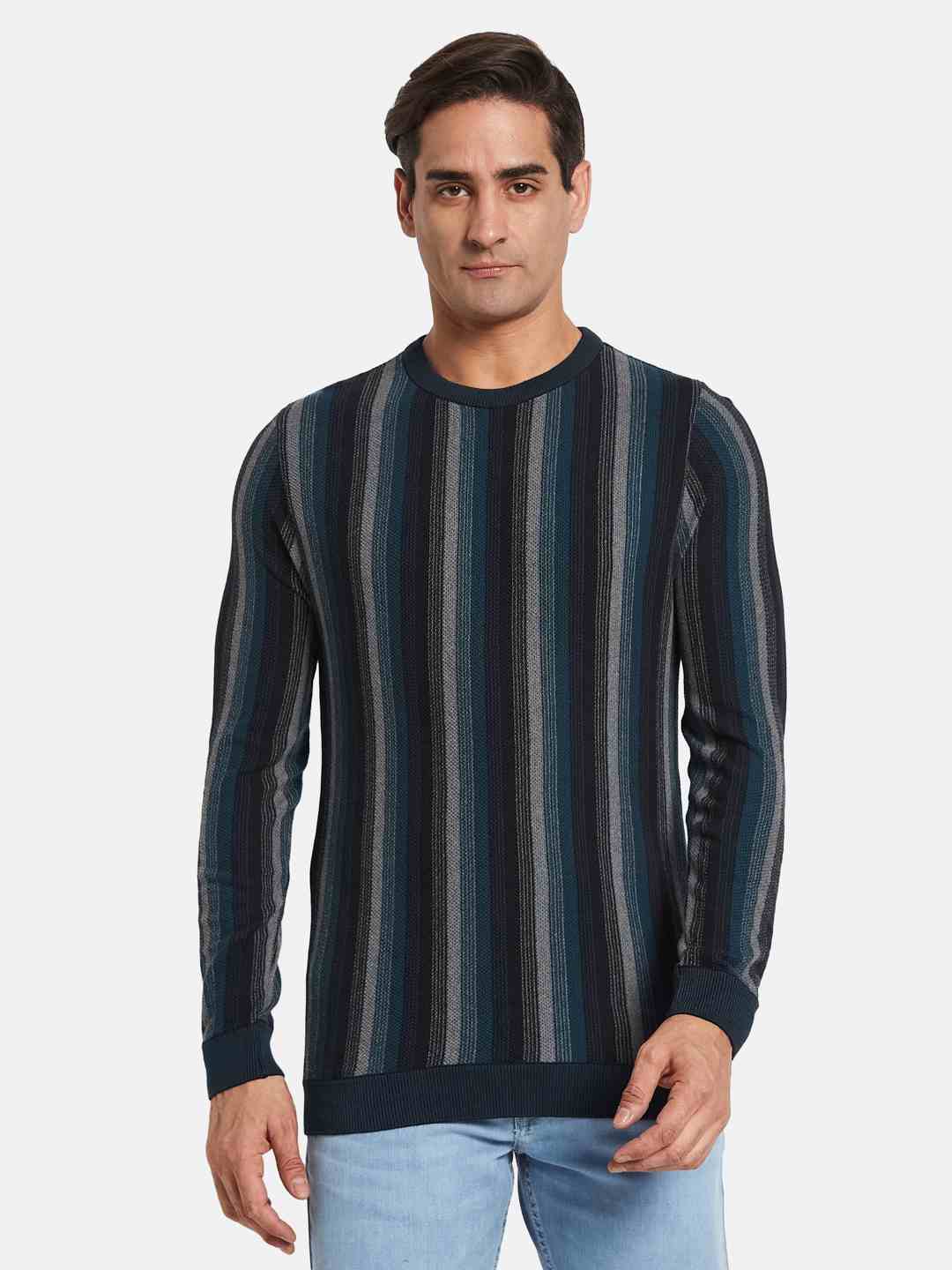 METTLE Men Striped Pullover