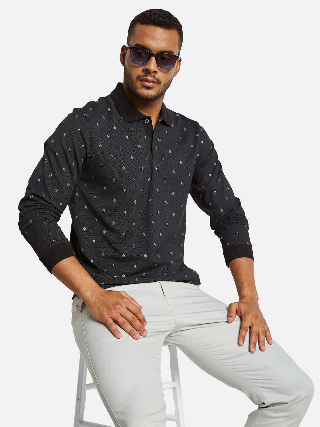 METTLE Men Printed Polo Collar T-shirt