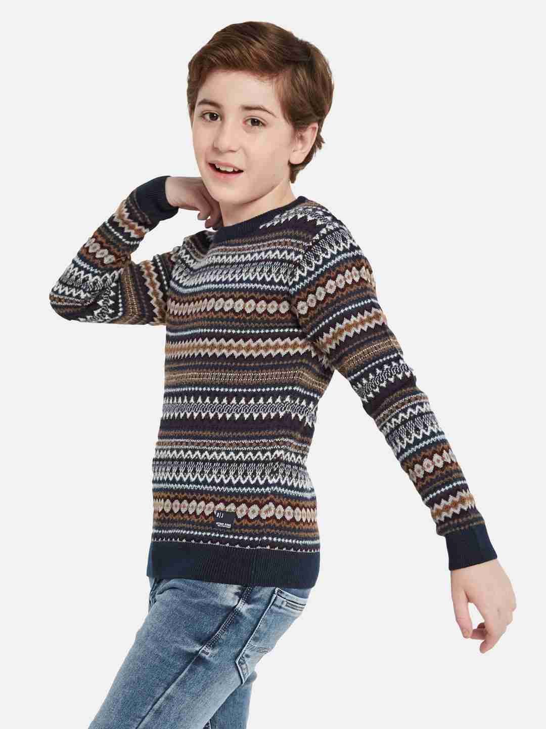 Octave Boys Self Design Pullover Sweater