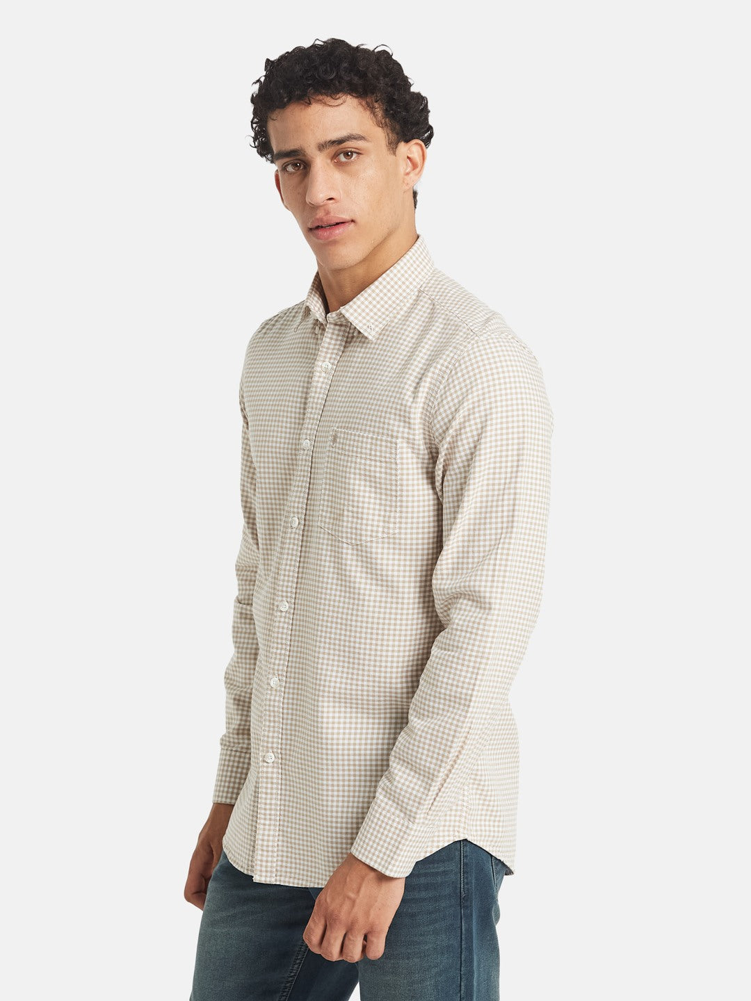 METTLE SS25 Checked Spread Collar Cotton Casual Shirt