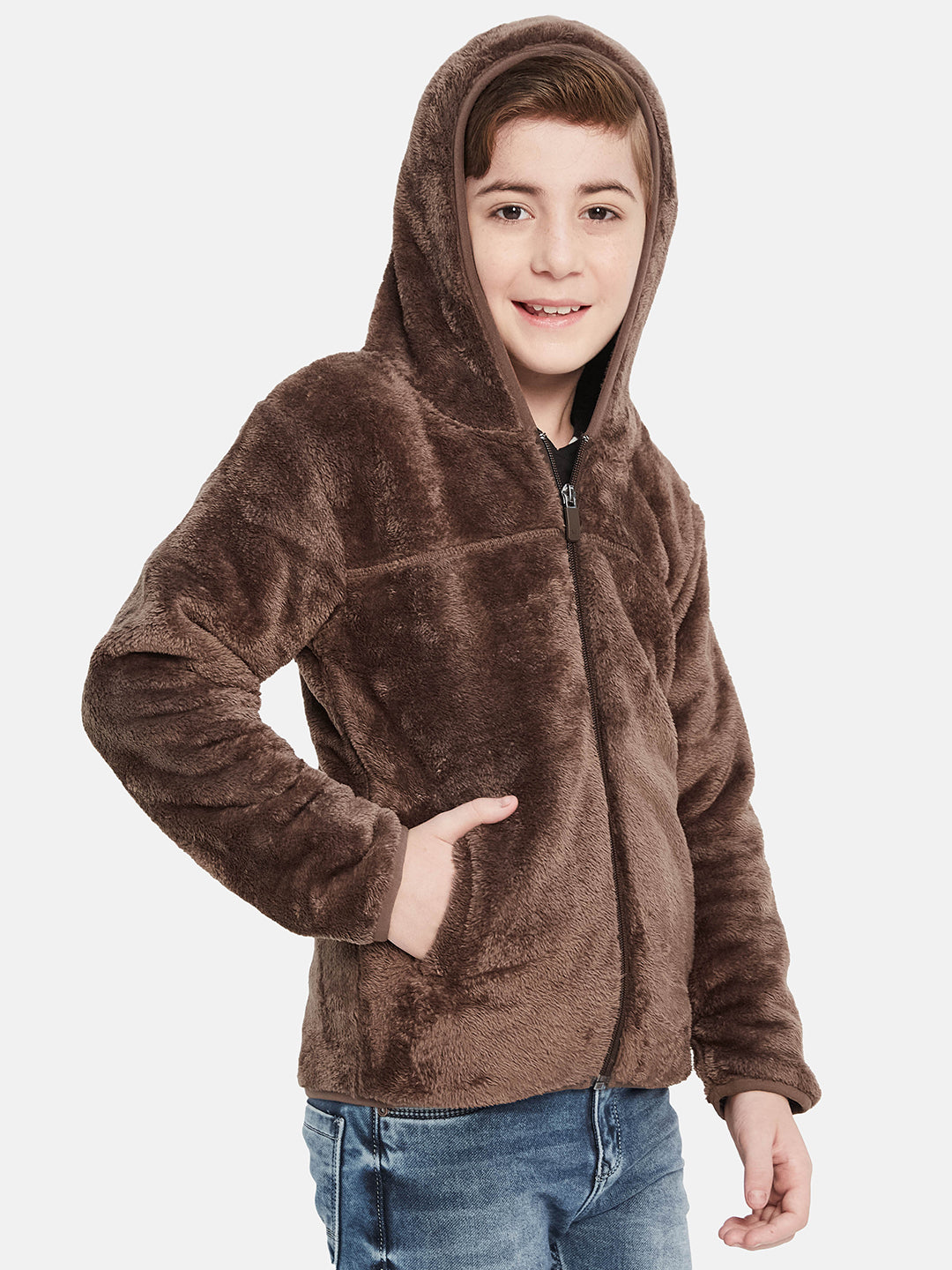 Octave Boys Self Design Hooded Fleece Sweatshirt