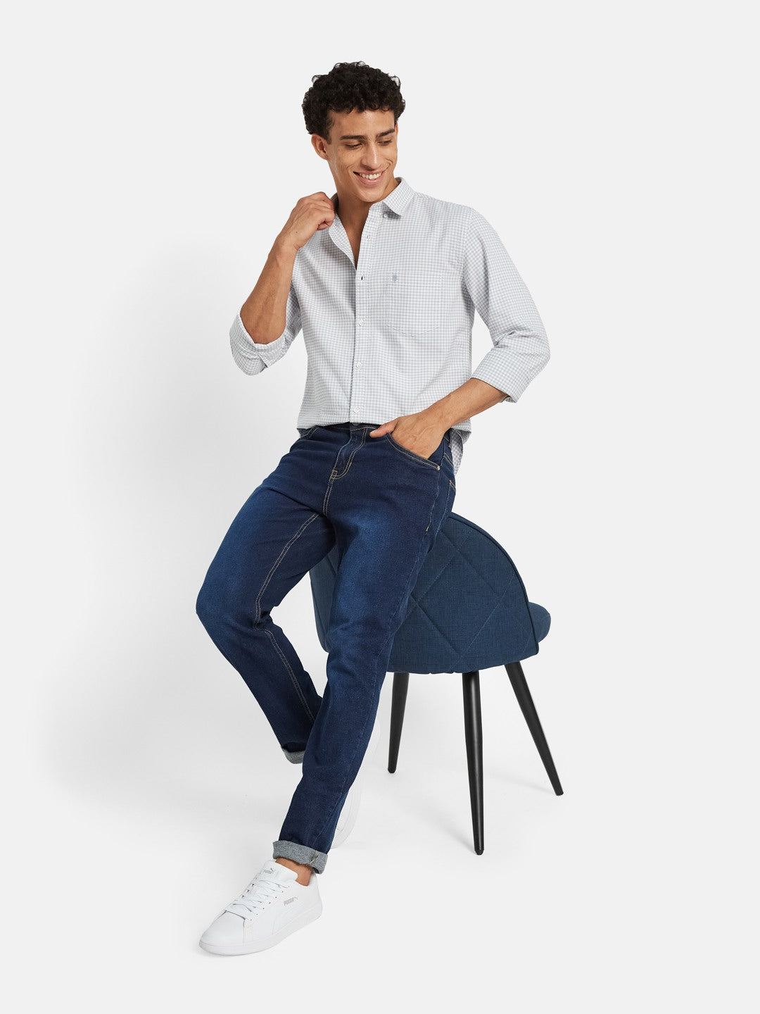 METTLE Men Vertical Striped Spread Collar Cotton Casual Shirt