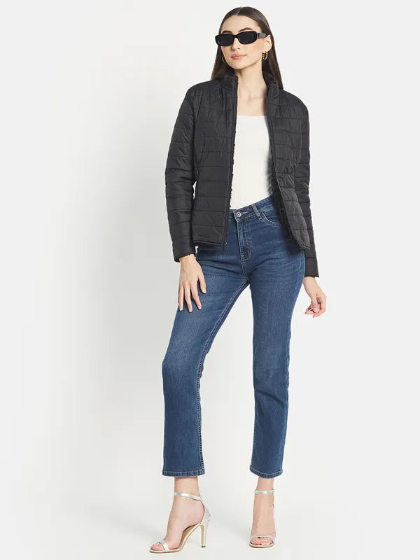 Mettle Women Blue Straight Fit Light Fade Stretchable Jeans