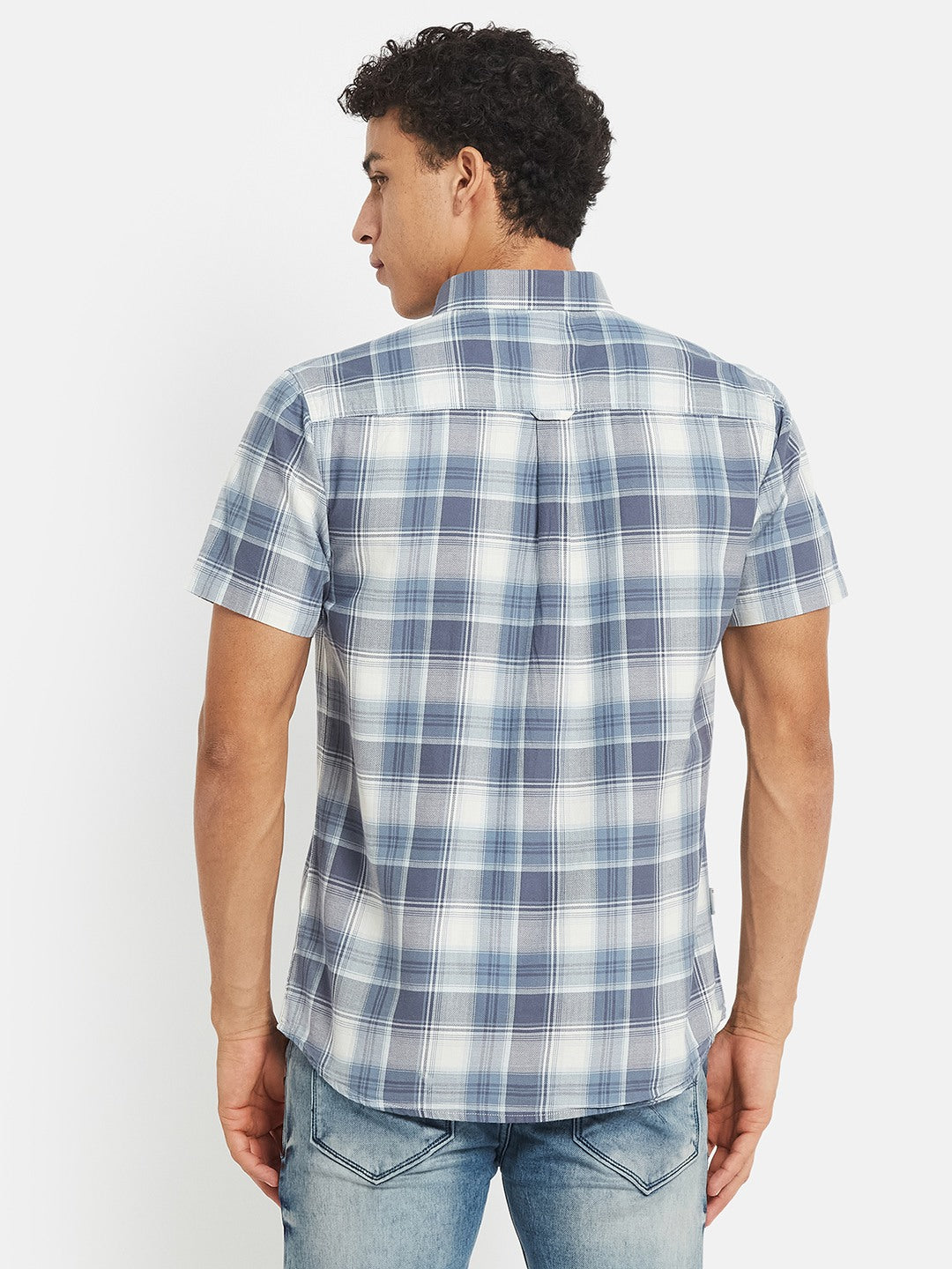 METTLE SS25 Striped Cotton Spread Collar Casual Shirt