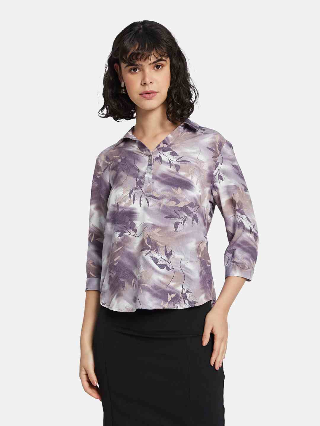 METTLE Floral Print Cotton Shirt Style Top