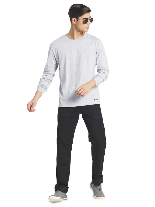 Mettle Men Grey Solid Cotton T-Shirt