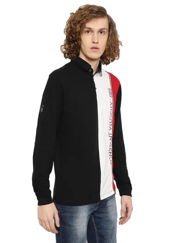Mettle Colourblocked Polo Collar Cotton T-Shirt