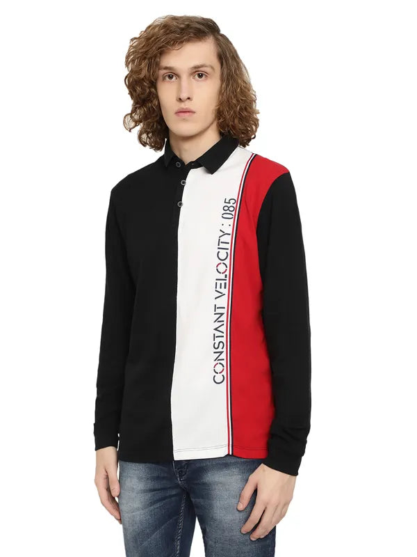 Mettle Colourblocked Polo Collar Cotton T-Shirt