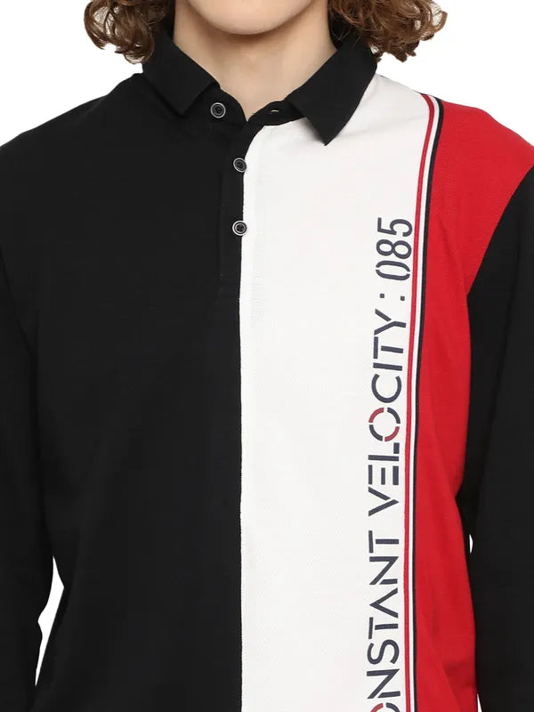 Mettle Colourblocked Polo Collar Cotton T-Shirt