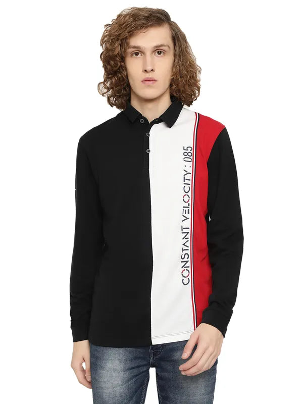 Mettle Colourblocked Polo Collar Cotton T-Shirt
