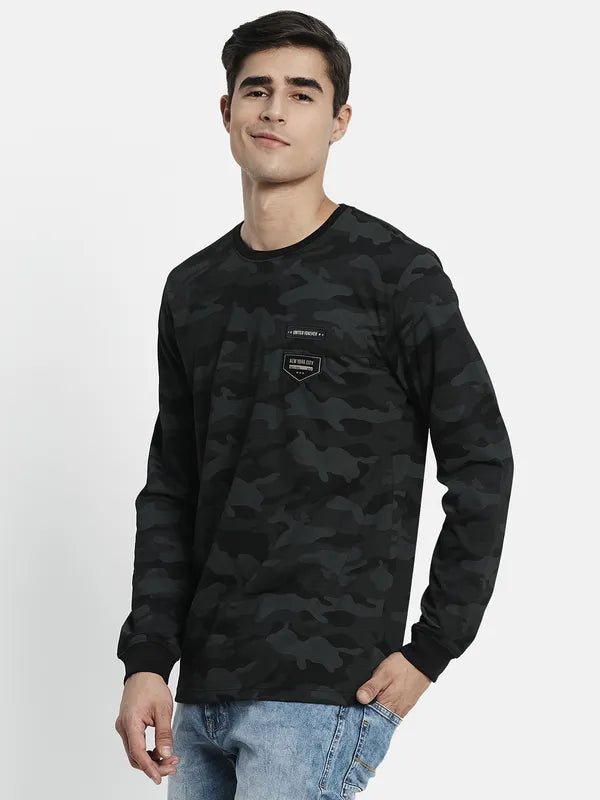 Men Black Camouflage Printed T-Shirt