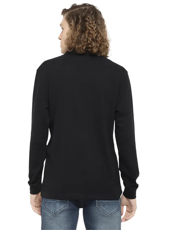 Mettle Men Navy Blue Colourblocked Polo Collar T-Shirt