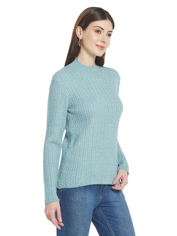 Mettle Women Blue Cable Knit Pullover
