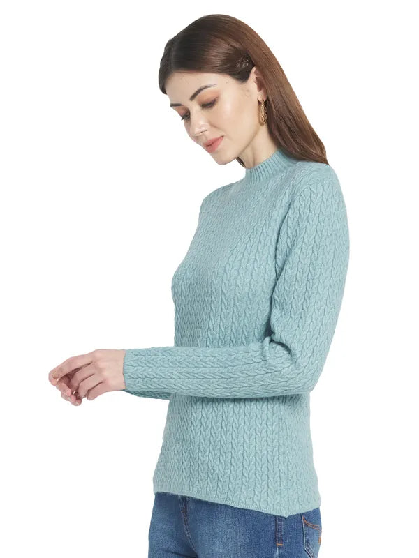 Mettle Women Blue Cable Knit Pullover